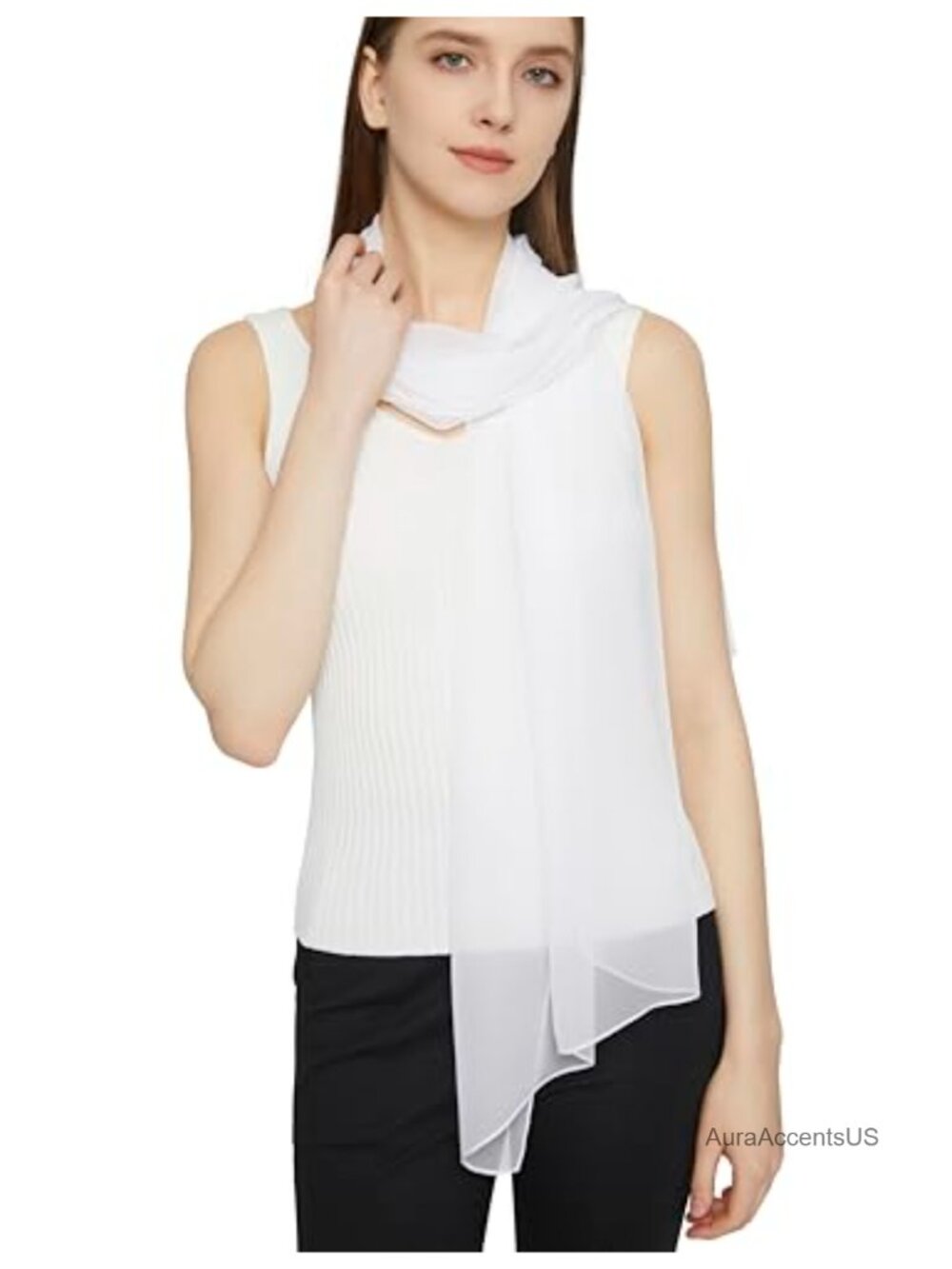 Long Chiffon Sheer Scarf Silk Blend Women's Fashion Wrap